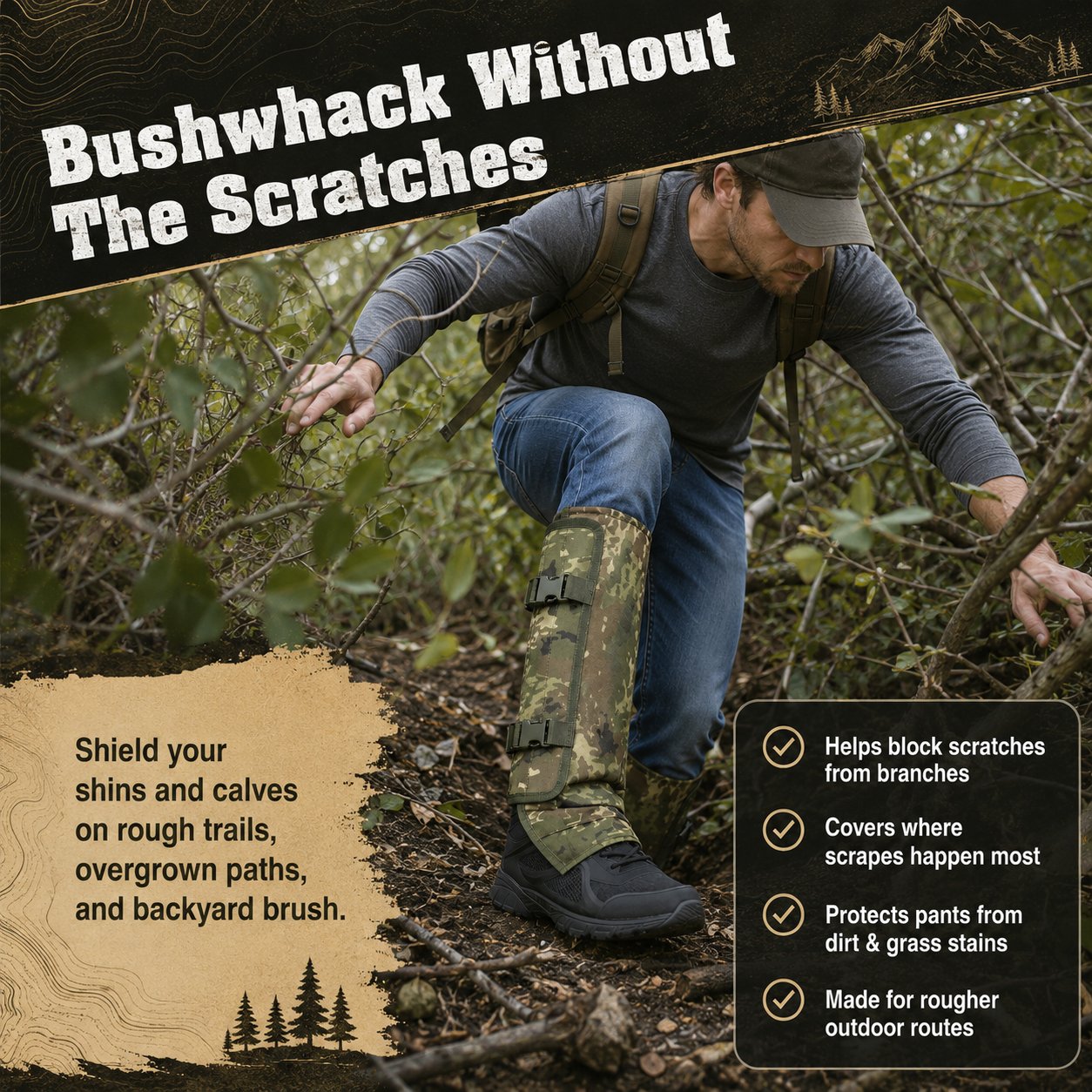 🔥Limit Time Free Shipping🛫 Snake-Resistant Outdoor Leg Gaiters🌿For Hunting, Hiking & Yard Work