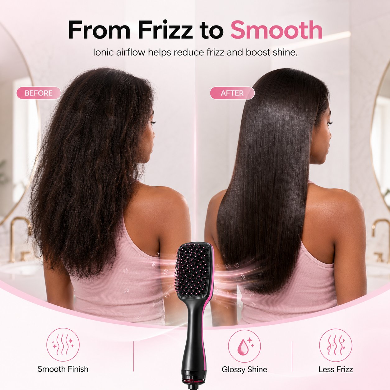 🔥HOT SALE 70%OFF🔥⏱️Ionic Hair Dryer and Styler Brush for Straight Hair, Waves & Curls