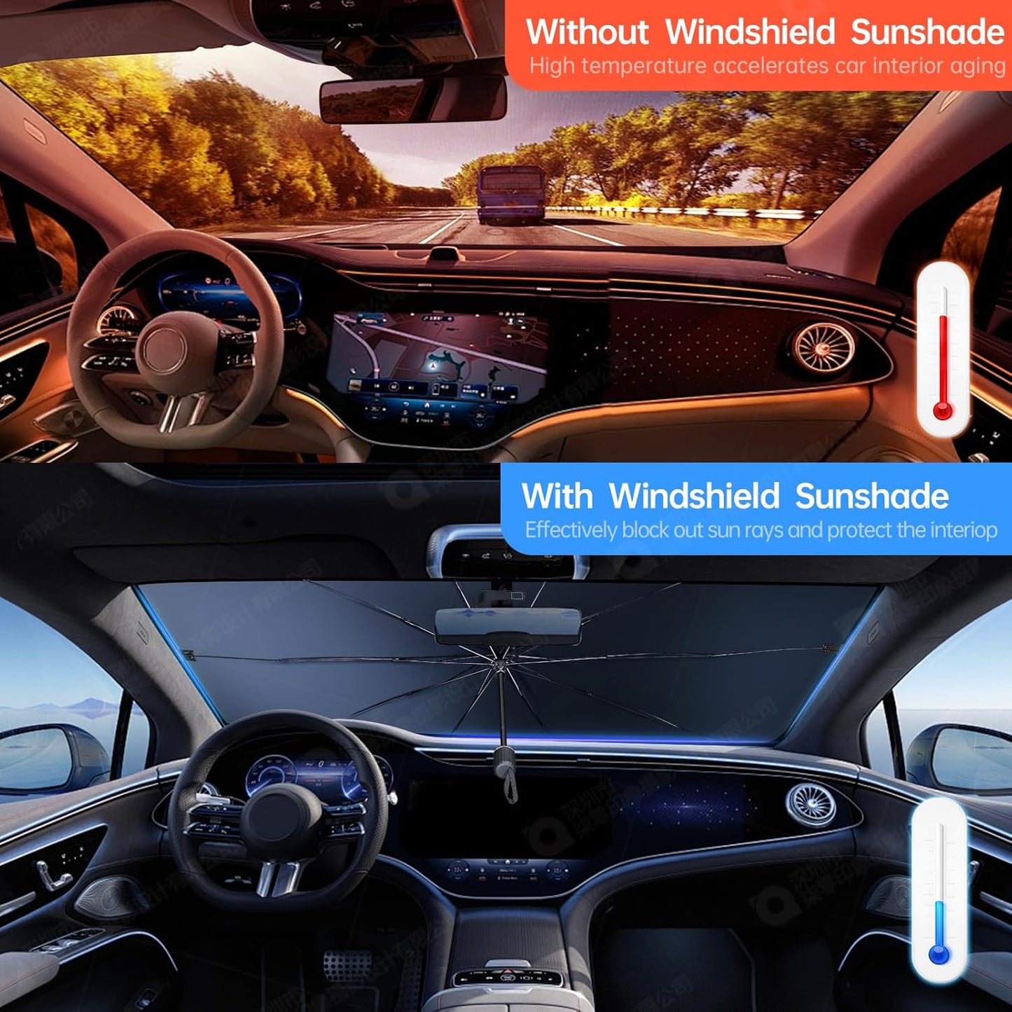 🔥Last Day 49% OFF - 2026 Upgraded Car Windshield Sun Shade Umbrella