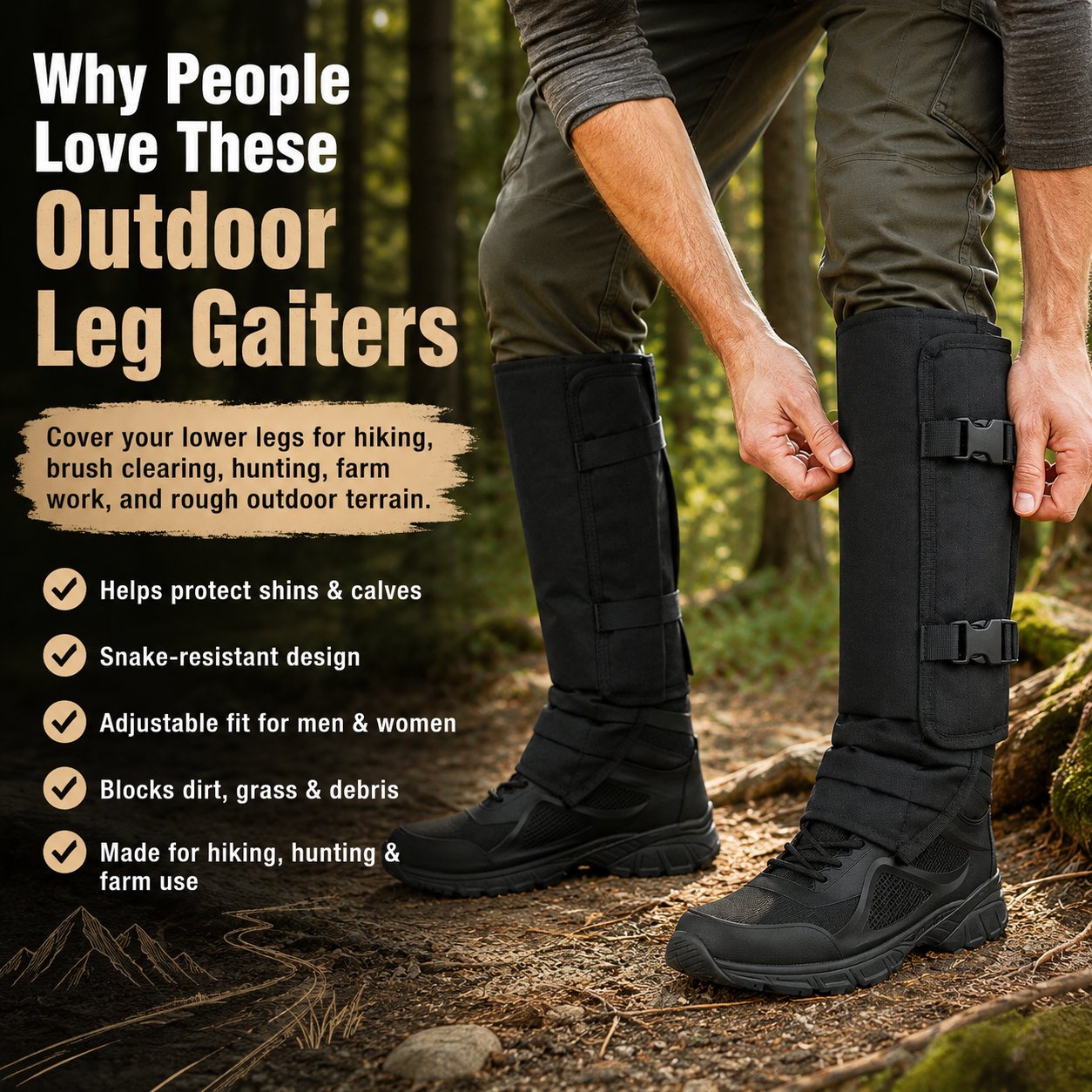🔥Limit Time Free Shipping🛫 Snake-Resistant Outdoor Leg Gaiters🌿For Hunting, Hiking & Yard Work